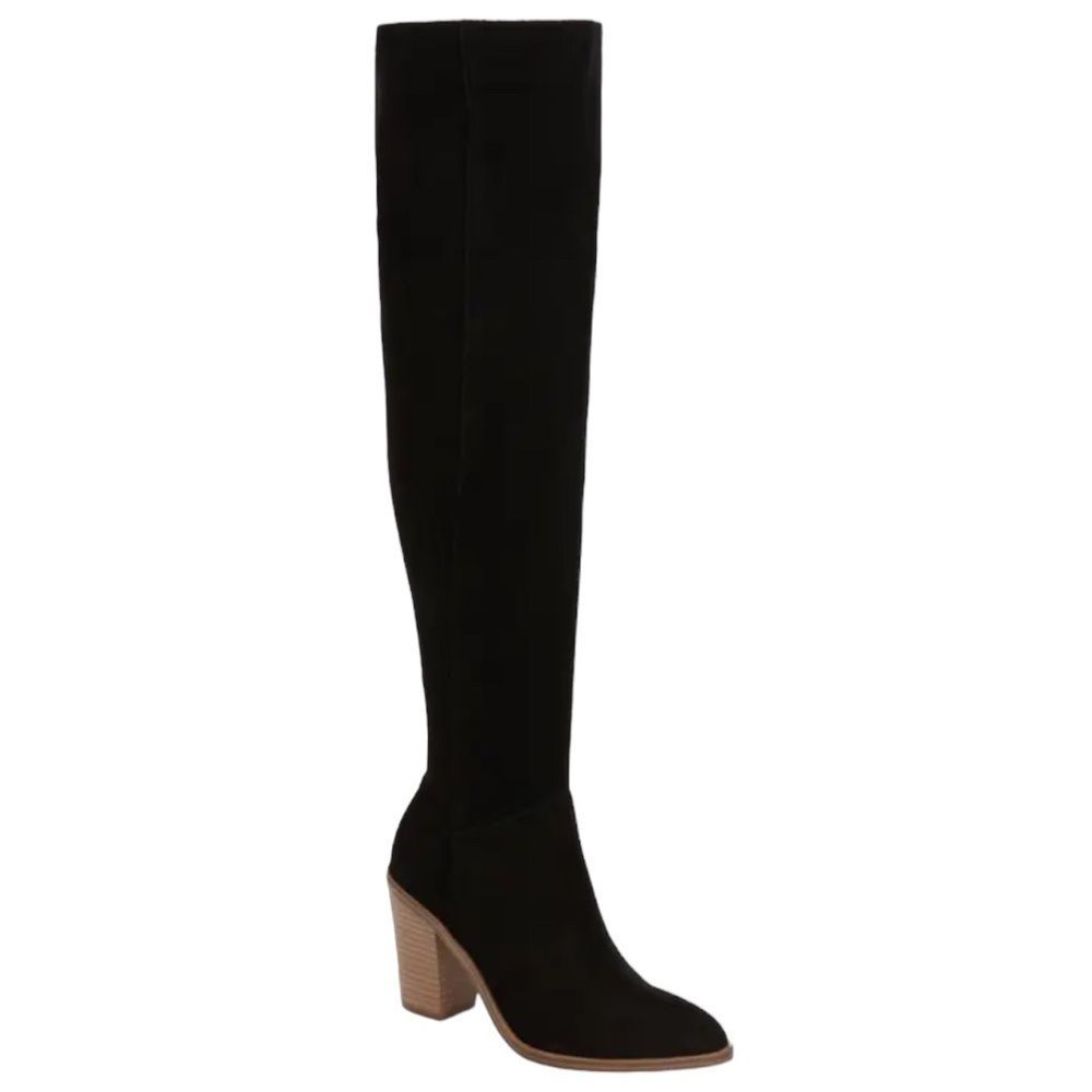 BP Hensley Black Suede Leather Over The Knee Boots